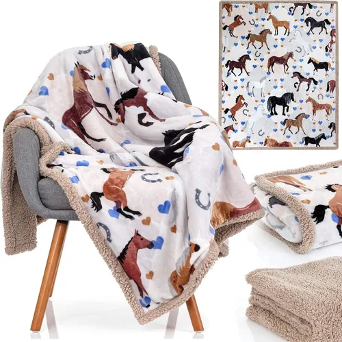 Manta de caballo para niñas, regalo perfecto para niñas, suave y acogedora manta de 50 x 60 pulgadas, amada por niños y nietas, regalos ecuestres