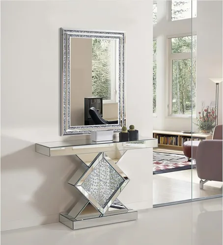 Miniatura 6 de KOHROS Crush Diamond Espejo de baño de 36 x 24 pulgadas, espejos de cristal para decoración de pared, espejo de pared rectangular para baño, entrada
