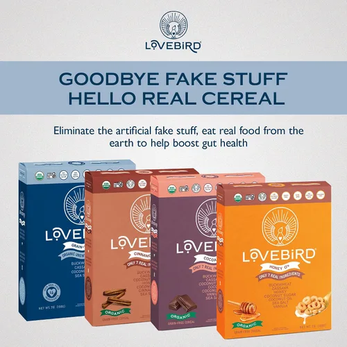 Miniatura 3 de Lovebird Variedad de cereales sin gluten, paquete de 3 cereales orgánicos sin cereales, sin lácteos, sin azúcar, sin refinado, bocadillos saludables