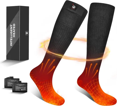 Miniatura 11 de Calcetines térmicos para hombres y mujeres, 7.4 V 2200 mAh, batería recargable eléctrica, calcetines de invierno cálidos, calcetines de calefacción