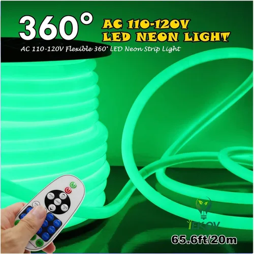 Miniatura 11 de [Actualización] Luz LED de neón de 360°, IEKOV™ CA 110-120 V, tira de luces LED de neón flexible de 360 grados, regulables e impermeables de neón +