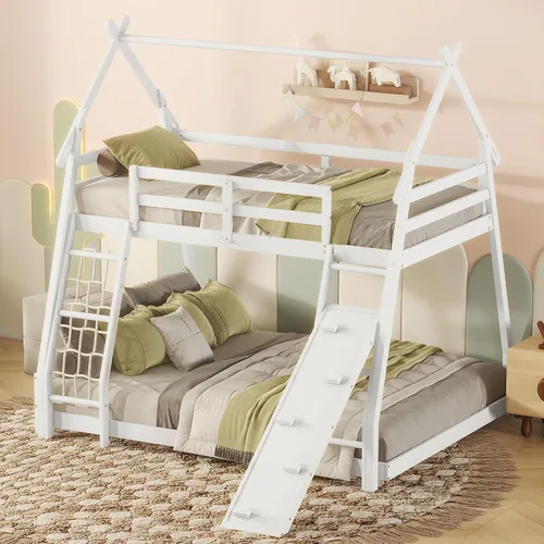 Miniatura 13 de SOFTSEA Litera baja con escalera individual sobre cama individual Blanco