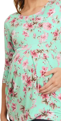 Miniatura 82 de LaClef - Blusa de maternidad para mujer, cuello redondo, manga 3/4, plisada al frente, estilo peplum