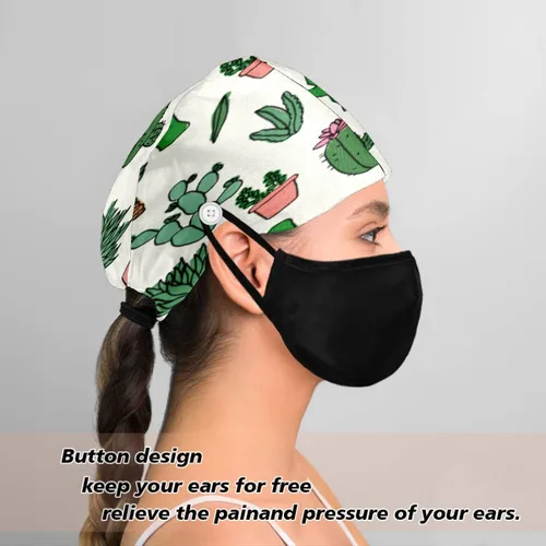 Miniatura 3 de MUKJHOI Gorras de trabajo ajustables con estampado colorido y lazo para la parte trasera, sombreros con botones