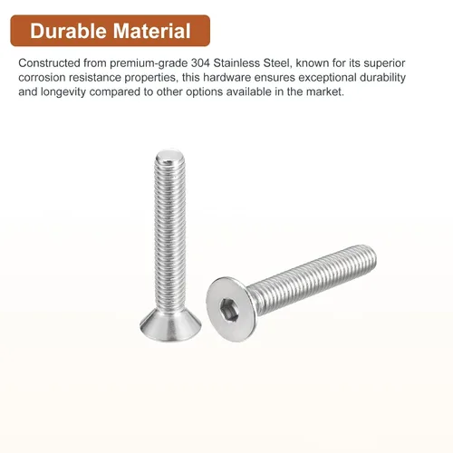 Miniatura 3 de DTGN Tornillos de cabeza plana de 3/8-16 x 2-1/2", paquete de 20 tornillos de cabeza plana de acero inoxidable 304, rosca completa, pernos