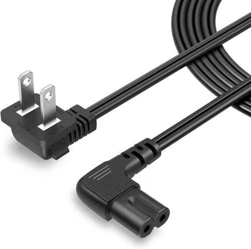 Miniatura 9 de CableCreation Cable de alimentación angular no polarizado de 2 ranuras en ángulo de 18 AWG (IEC320 C7 a Nema 1-15P), 3.0 ft / negro