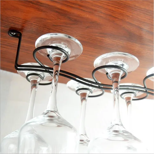 Miniatura 5 de Soporte para copas de vino para debajo del gabinete, bronce aceitado para 6 tazas, estilo vintage, acero inoxidable, montado en la pared, colgador