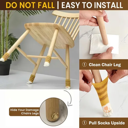 Miniatura 3 de 16 calcetines de silla de gato para patas de silla, protectores de suelo de patas de gato, calcetines para patas de silla para suelos de madera dura