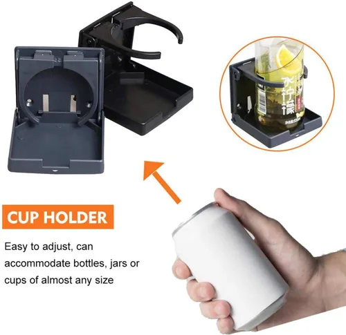 Miniatura 4 de 2 soportes plegables ajustables para bebidas con tornillos y cintas, portavasos plegables para automóvil, camión, barco, furgoneta (negro)