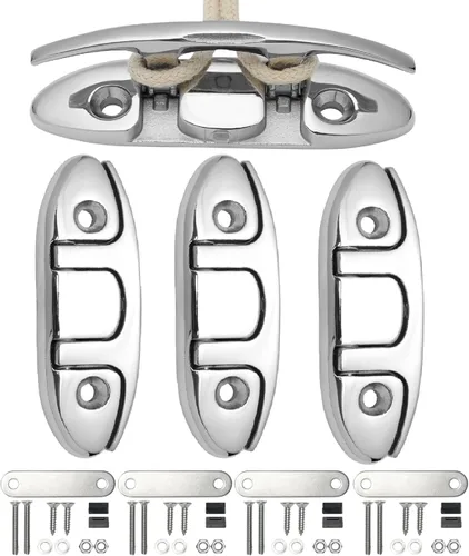 Thorn Taco plegable para barco, acero inoxidable marino de 4-1/2 pulgadas, tacos plegables con cierres y placas traseras Plateado (sliver)