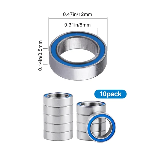 Miniatura 2 de Rodamientos de bolas RC sellados de goma azul 0.315x0.472x0.138 in compatible con Traxxas 1/16 E-Revo VXL Slash 4WD Summit Reemplazo Parte 7020, 10
