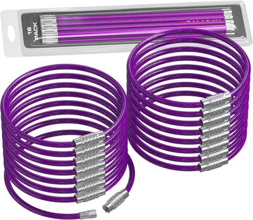 Miniatura 6 de Llavero grande de alambre de cable para coche, llaveros de bucle resistente, anillos de mosquetón de acero inoxidable