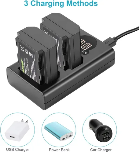 Miniatura 3 de NEEWER Paquete de 2 baterías de repuesto NP-FZ100 de 2280 mAh y cargador USB dual con pantalla LCD, compatible con Sony ZV-E1 A7III A7IV FX3 FX30
