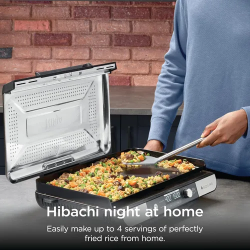 Miniatura 6 de Ninja Sizzle Pro XL Plancha de Interior de 20 Pulgadas + Parrilla, Tapa Ventilada Desmontable, Control de Grasa, Placas Antiadherentes de Cerámica