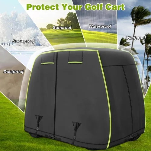 Miniatura 3 de Funda para carrito de golf de 2/4 pasajeros para EZGO, Club Car, Yamaha con tiras reflectantes, protección para todo tipo de clima, impermeable, a