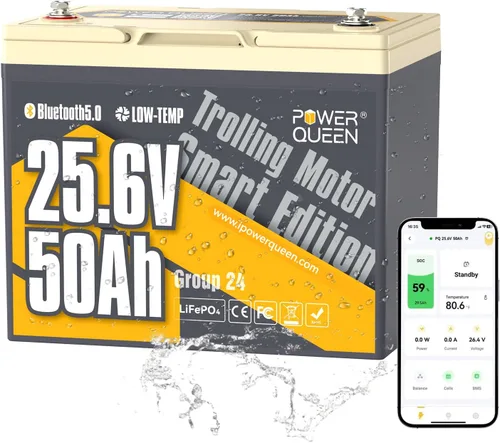 Miniatura 8 de Power Queen Batería de litio LiFePO4 de 12 V 50 Ah, batería de litio portátil de ciclo profundo con energía de 640 Wh, BMS de 50 A, más de 15000