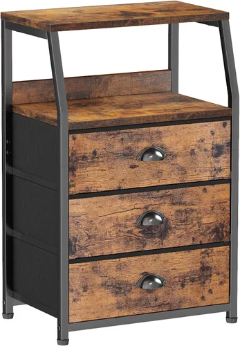 Miniatura 15 de Furnulem Cómoda negra con 5 cajones, cómoda de tela vertical para dormitorio, pasillo, entrada, habitación del bebé, organizador de armario, mesita
