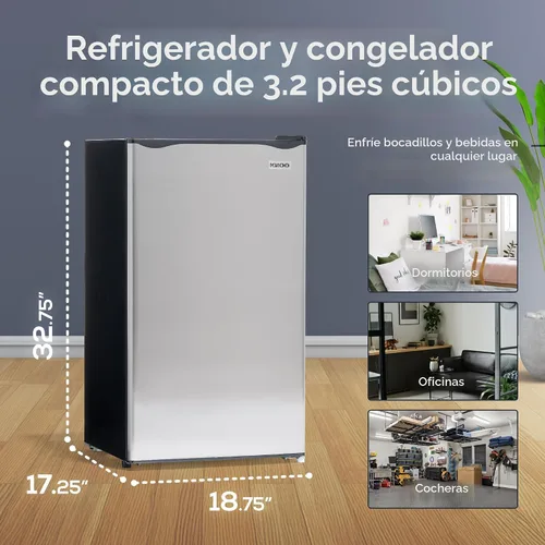 Miniatura 2 de Igloo Mini refrigerador de 3.2 pies cúbicos con congelador – Refrigerador compacto de una sola puerta con estantes de vidrio para hogares, Platino