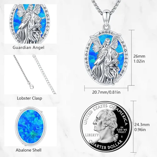 Miniatura 5 de Collar con colgante de San MiguelSan CristóperSan SebastiánGuadalupeÁngel de la GuardaSanta MuerteJudeJoseph para hombres y mujeres, plata de ley