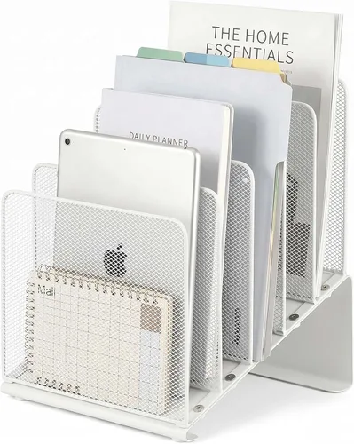 Miniatura 13 de LEKETREE Organizador de archivos para escritorio, organizador de carpetas de archivos con estante vertical de 5 secciones, adecuado