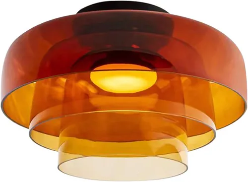 Miniatura 7 de Jowjut Luces de Techo de Montaje al Ras 1-Luz Cristal Gris Luces de Montaje al Ras 2-Capas Pantalla Mediados del Siglo Isla de Cocina Lámparas