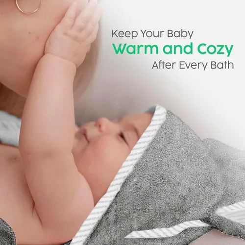 Miniatura 3 de San Francisco Baby Toallas para recién nacidos, toallas de baño con capucha para niños y niñas, toallas de baño para niños con capucha, color gris