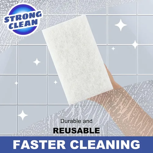 Miniatura 2 de Limpiador de baño con asa, almohadilla de fregado de baño, cepillo de esponja de limpieza resistente, no raya, elimina la espuma de jabón