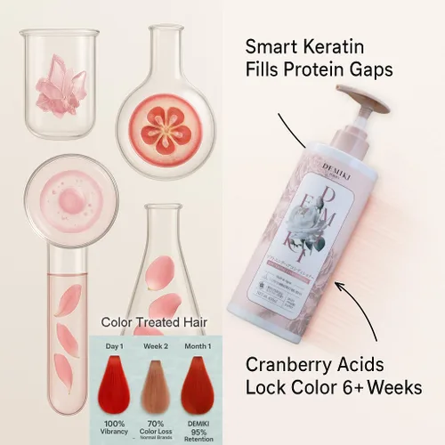 Miniatura 6 de DEMIKI Juego de champú y acondicionador japonés para mujeres, champú sin sulfatos para cabello graso, sin parabenos, sin sulfatos, aroma a rosa