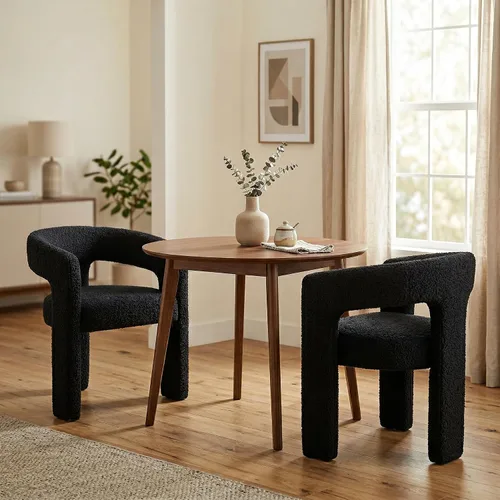 Miniatura 12 de Hyfirm Sillas de Comedor Modernas Tipo Barril Juego de 1, Cómoda Silla de Comedor de Acento Tapizada en Chenilla con Brazo para Cocina Sala de Estar
