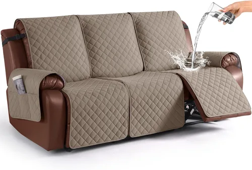Miniatura 14 de KinCam Funda impermeable para sofá biplaza reclinable, fundas antideslizantes para sofá reclinable de 2 asientos, funda de sofá reclinable