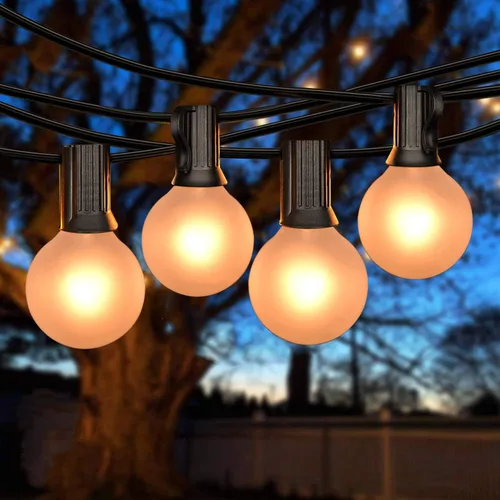 Miniatura 15 de SUNSGNE Guirnalda de luces de patio G40 impermeable de 100 pies para exteriores con 105 bombillas Edison transparentes, luces de globo para 24.9 ft
