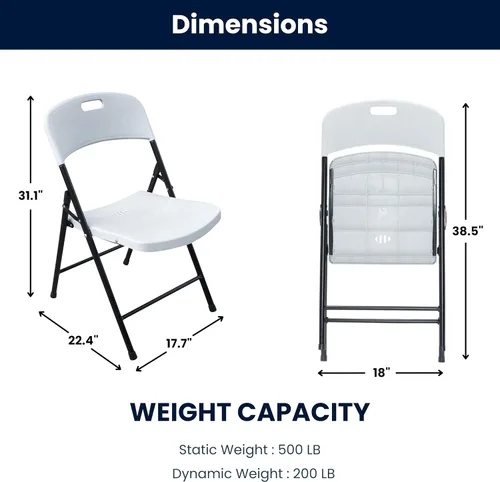 Miniatura 3 de BTEXPERT Silla plegable gruesa portátil de plástico para interiores y exteriores, boda, evento, picnic, cocina, comedor, iglesia, escuela, silla
