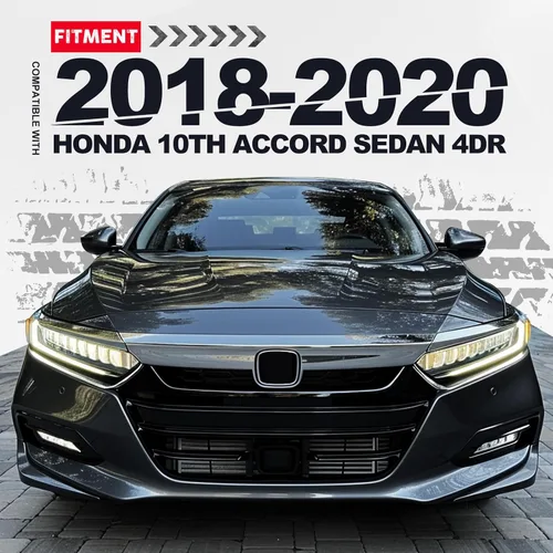 Miniatura 2 de KUAFU Juego de 3 piezas para parrilla delantera y cubierta de párpados compatible con Honda Accord 10th Gen Sedán 2018-2020, parrilla superior