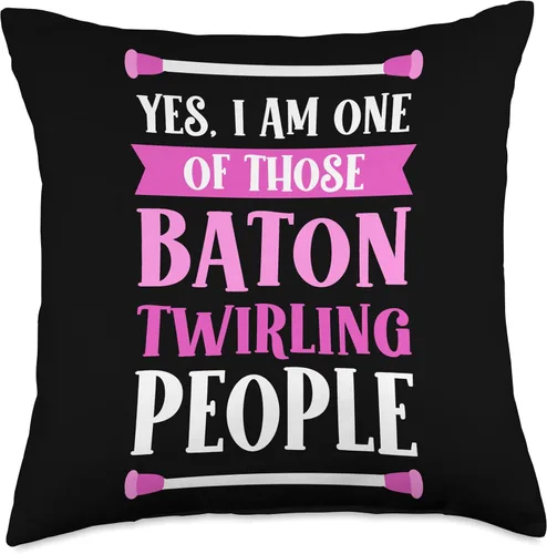 Majorette & Baton Twirler Shirts & Merch Gymnastic Majorette Twirler Baton Twirling Throw Pillow, 18x18, Multicolor