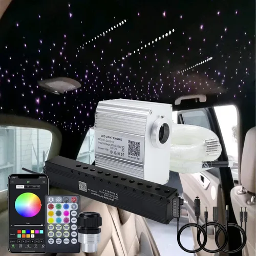 AKEPO Kit de luces de fibra óptica de estrella fugaz centelleante de 10W, uso en automóvil y hogar, control por aplicación de meteoritos, luz de