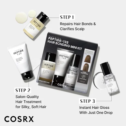 Miniatura 3 de COSRX PEPTIDE-132 - Mini kit de vinculación para el cabello – Champú y tratamiento de tamaño viaje + suero de aceite de tamaño completo, juego