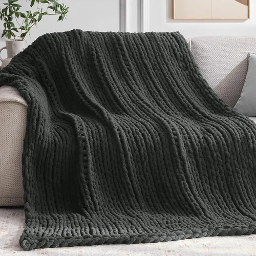 Miniatura 22 de Negwoo - Manta de punto grueso, de felpilla, para cama y sofá, manta de ganchillo hecha a mano, grande y gruesa, lavable a máquina, bonita y cómoda