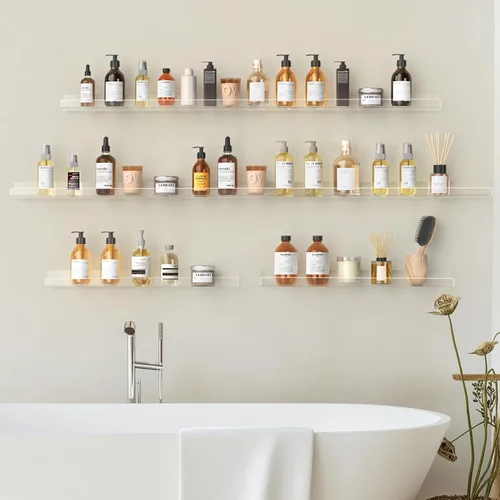 Miniatura 8 de HBlife Estantes flotantes de 24 pulgadas para montar en la pared, estantes de acrílico transparente para figuras, estantería flotante invisible