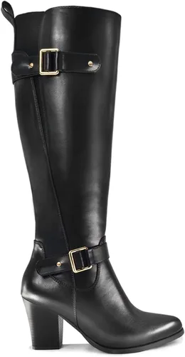Miniatura 4 de DCMBLY Women's Knee High Boots Chunky Heel Pointed Toe Knee High Boots with Elastic Calf