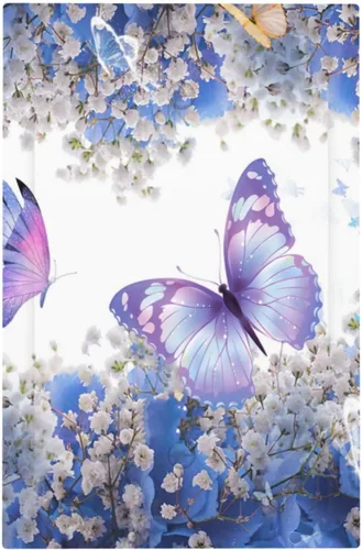 Miniatura 93 de Cubierta de interruptor de luz de 3 cuadrillas con diseño de flores azules púrpuras, cubierta de placa de pared de triple palanca, arbustos florales
