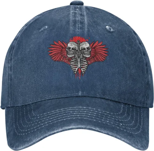 Miniatura 2 de Cowboy Hat Trendy Hats for Man and Women Djustable Four Season Outdoor Baseball Cap of Hell Skull with Angel Navy Blue