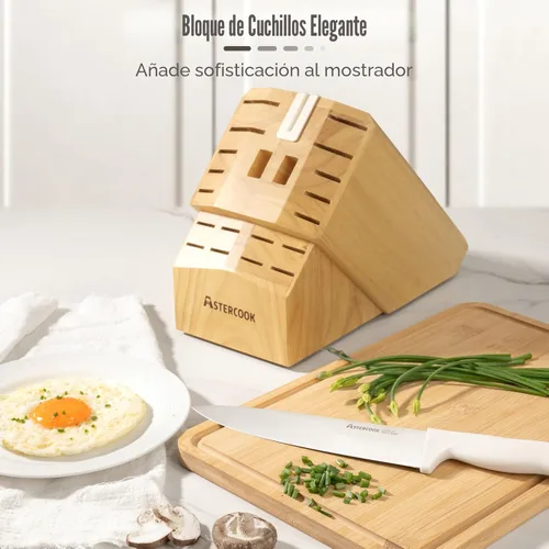 Miniatura 2 de Juego de Cuchillos, Astercook Juego de Cuchillos de Cocina de 22 Piezas con Bloque y Afilador Integrado, Cuchillos de Acero Inoxidable de Alto
