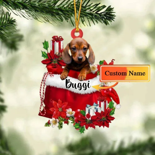 Miniatura 165 de Perro Akita Inu personalizado en bolsa de regalo, adorno de Navidad, nombre personalizado, regalo para amantes de los perros, familia, Navidad