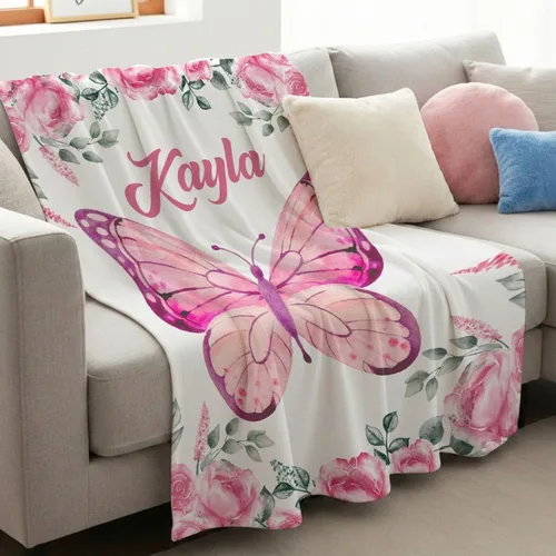 Miniatura 3 de Manta de mariposa personalizada con texto, manta de franela personalizada con nombre, para niños, perros y gatos, regalo de 30 x 40 pulgadas, XS