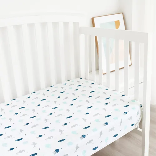 Miniatura 7 de Sábanas para cuna para niños o niñas, paquete de 2, sábana bajera ajustable de 52' x 28' para cuna estándar y colchón para niños pequeños