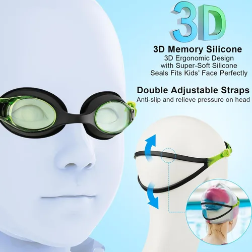 Miniatura 5 de Kids Swim Goggles 2 Pack, Anti Fog No Leak Swimming Goggles for Boys Girls Ages 6-14, Wide View Swim Goggles Kids