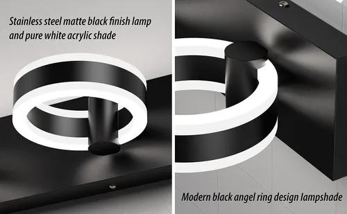 Miniatura 3 de Lámparas LED de baño, luces negras de tocador de 15 pulgadas, modernos apliques de pared acrílicos de 2 luces, accesorio de iluminación de pared