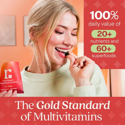 Miniatura 2 de Rizz Gomitas verdes bajas en azúcar, más de 60 superalimentos, 0.23 onzas de fibra, gomitas prebióticas y probióticas, multivitaminas veganas