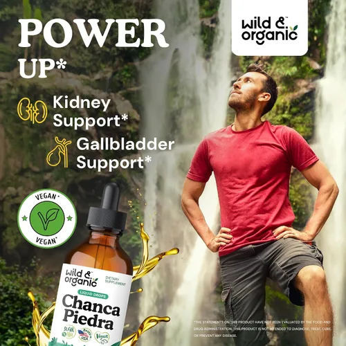 Miniatura 2 de Wild & Organic Chanca Piedra Stone Breaker Drops - Soporte para riñones, vesícula biliar y urinario - Extracto líquido de Chanca Piedra para una