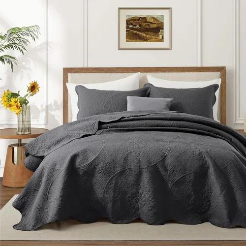Miniatura 81 de IR Imperial Rooms Velvet Twin Quilt Bedspread Comforter Bedding Set 2 Pcs Diamond Pattern - (68"x86") Bedspread Coverlet + 1 Pillow Shams